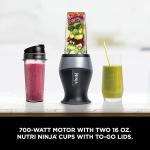 Ninja QB3001SS Fit Compact Personal Blender - Portable Blender for Smoothies, Shakes, Food Prep, & Frozen Blending, 700-Watt Base, 16-oz. (Black)